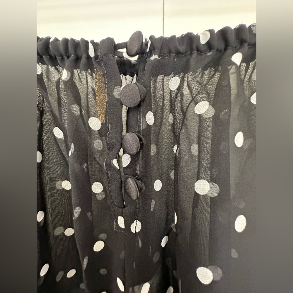 Rosamosario 100% Silk Georgette Polka Dot Lounge Set French Lace Luxury Lounge - Picture 7 of 17